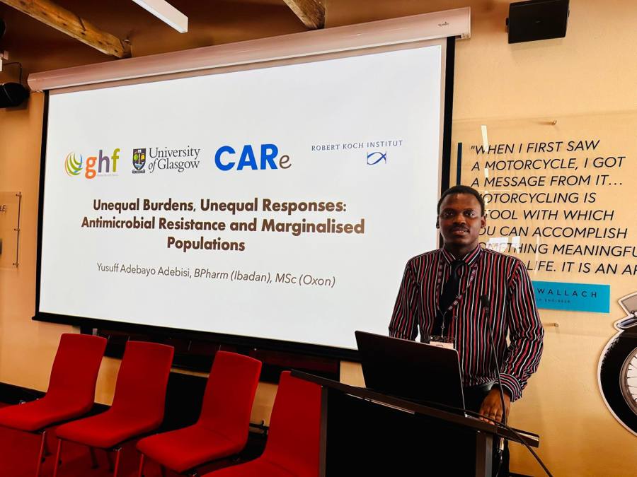 Yusuff Adebayo Adebisi presenting on antimicrobial resistance and marginalised populations