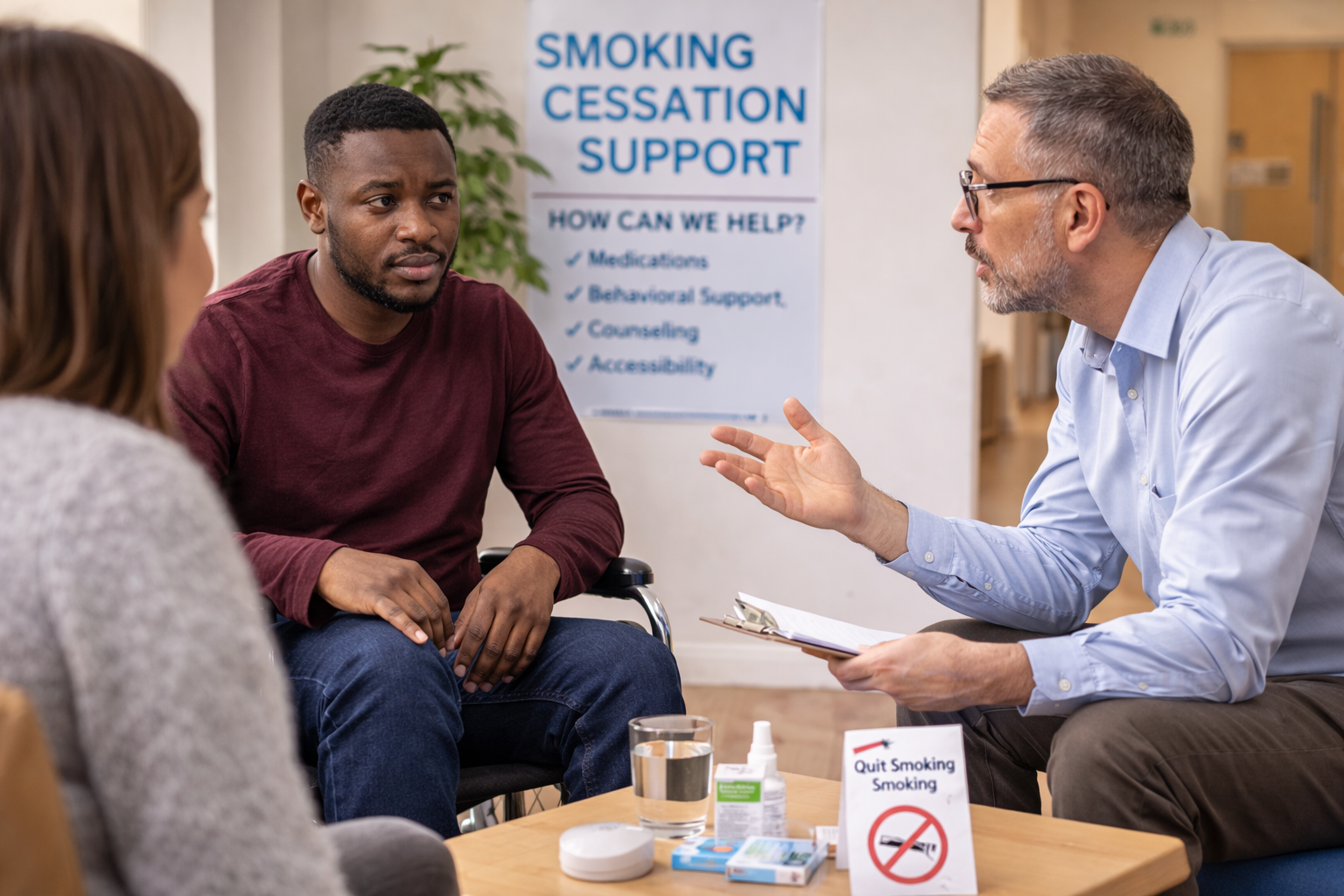 Smoking cessation support session with an adult living with disability
